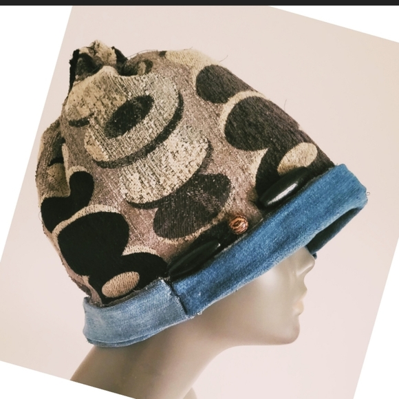 Funky freyed hobo african denim, jean hat,Handmade one size small medium fit main image 6